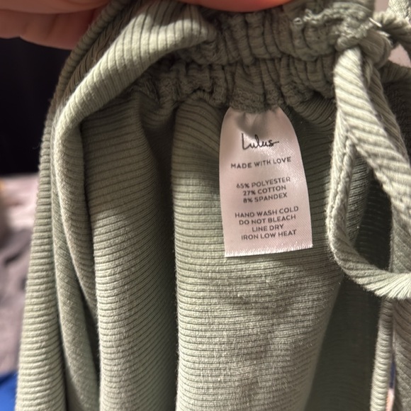 NWT Lulus Over and Over Sage Green Ribbed Drawstring Ruched Bodycon Dress - Picture 6 of 7